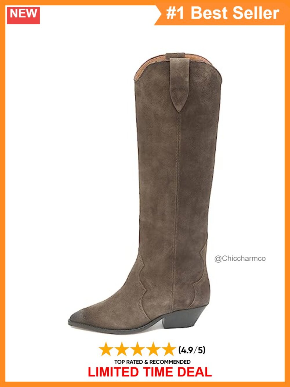 Women's Western Cowboy Knee High Suede Boots Chunky Heel Pointed Toe Pull On